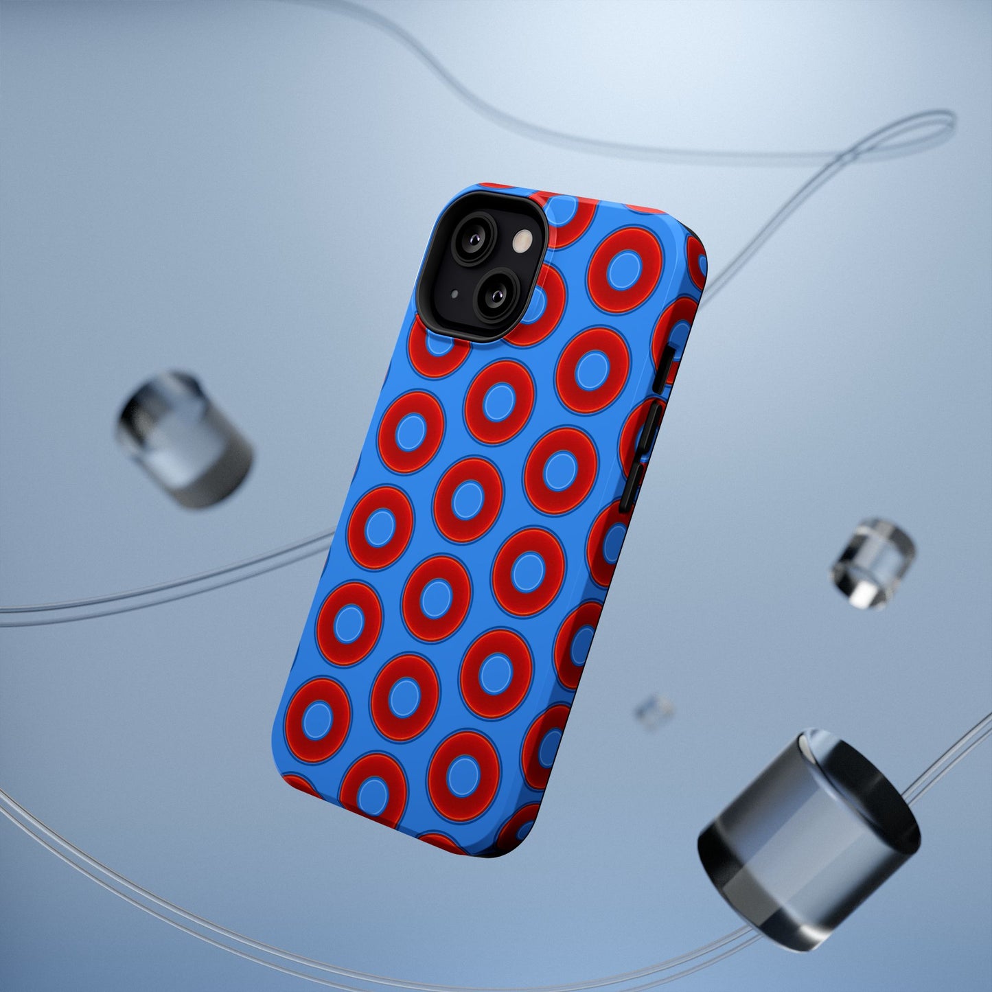 Impact-Resistant Lumpy Donut Case - red vivid donut print w/light royal blue background