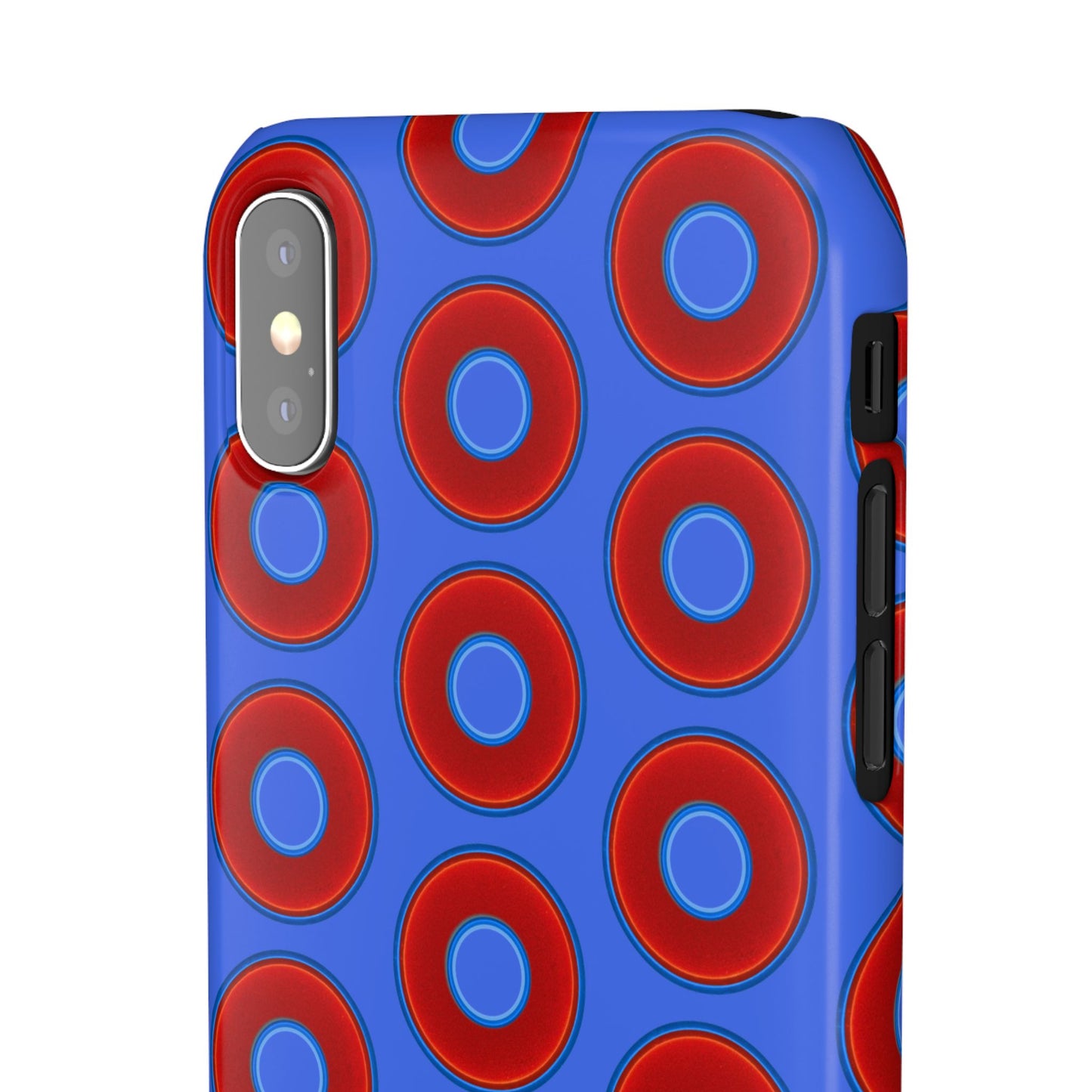 Lumpy Donut Snap Case - red vivid donut print w/royal blue background