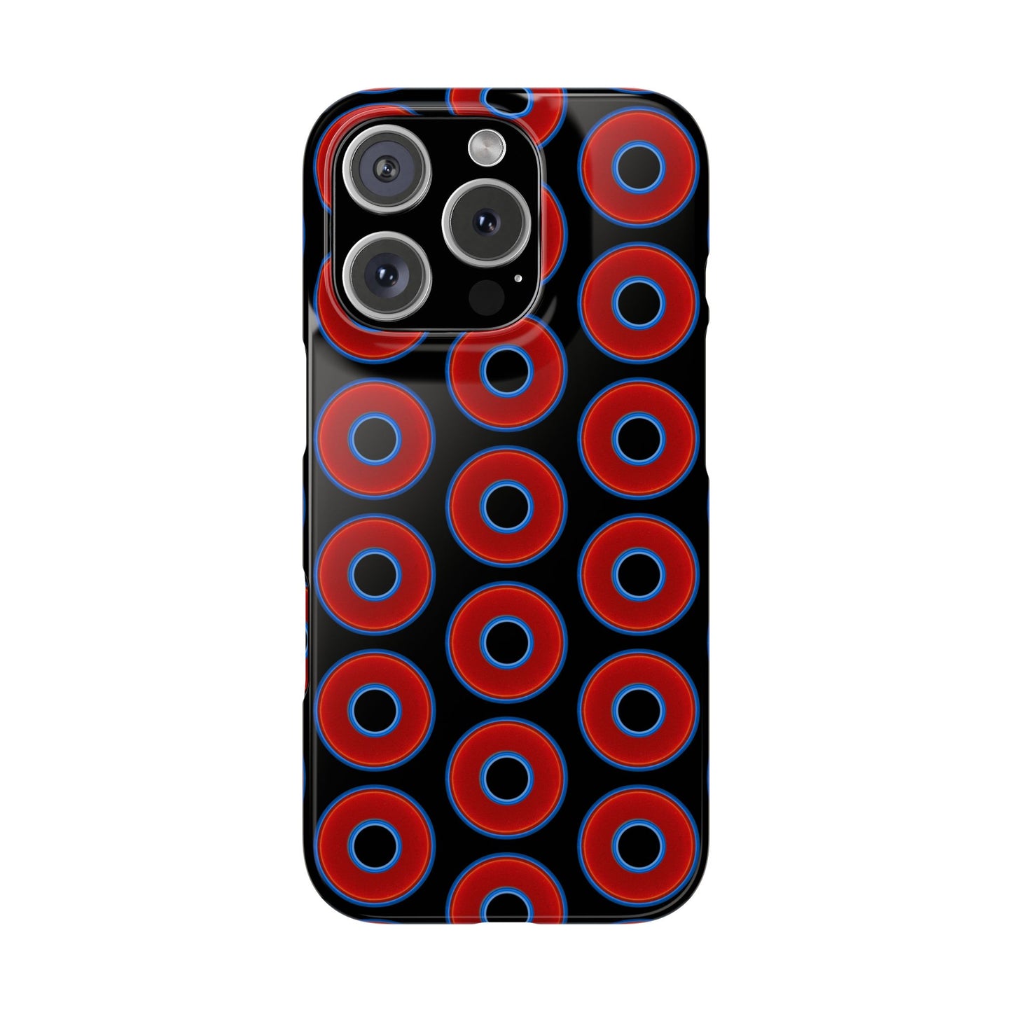 Lumpy Donut Snap Case - red vivid donut print w/black background