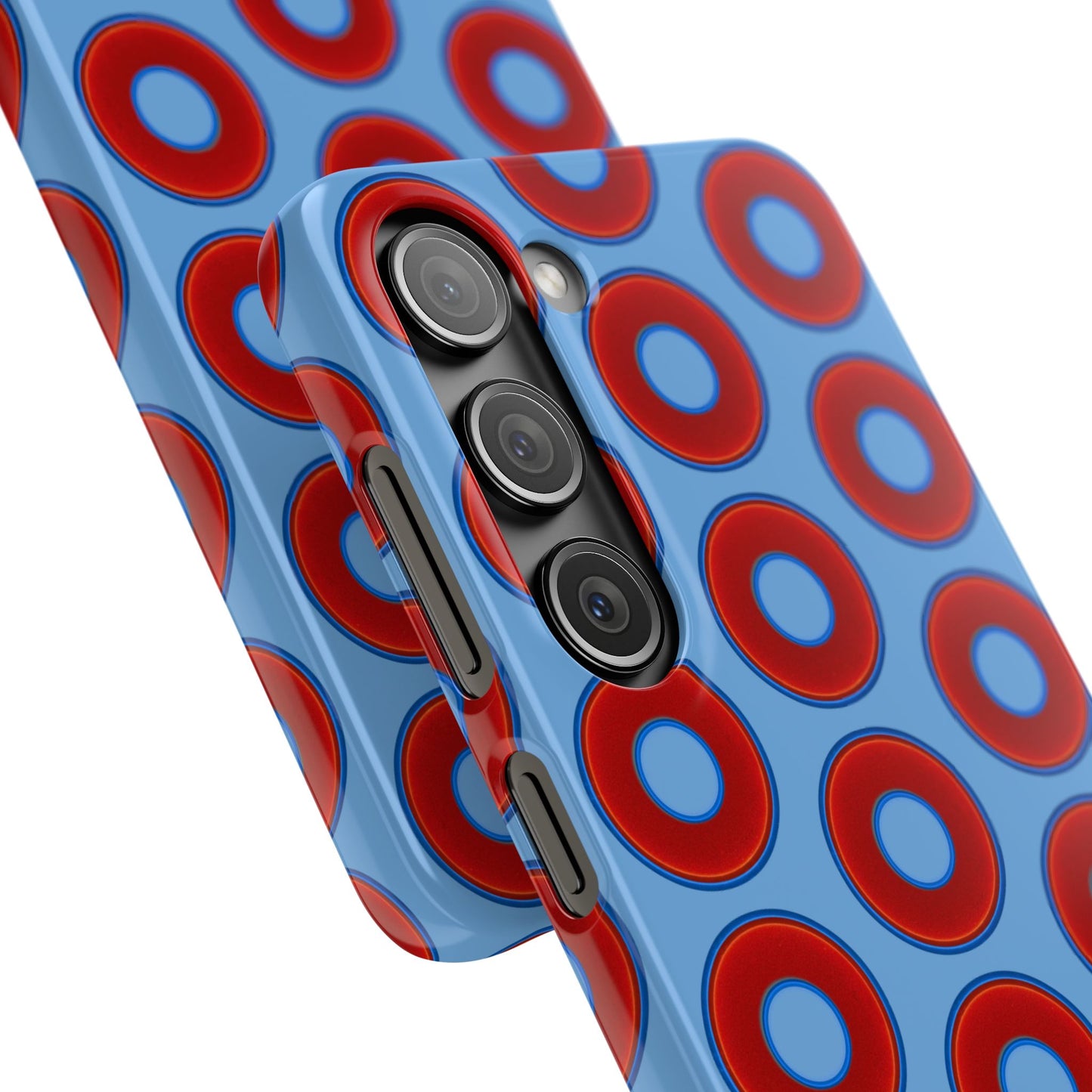 Lumpy Donut Snap Case - red vivid donut print w/light blue background