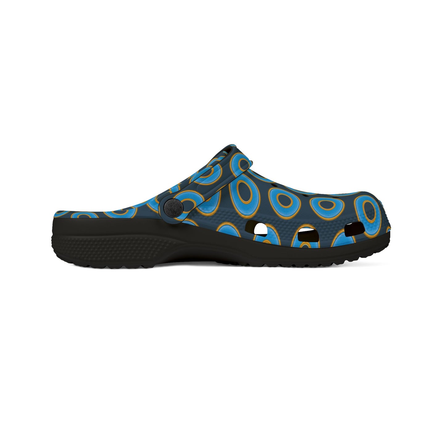 Spatchcocks - donut slip-on shoes - light blue rustic donuts w/dark gray-blue background [unisex]