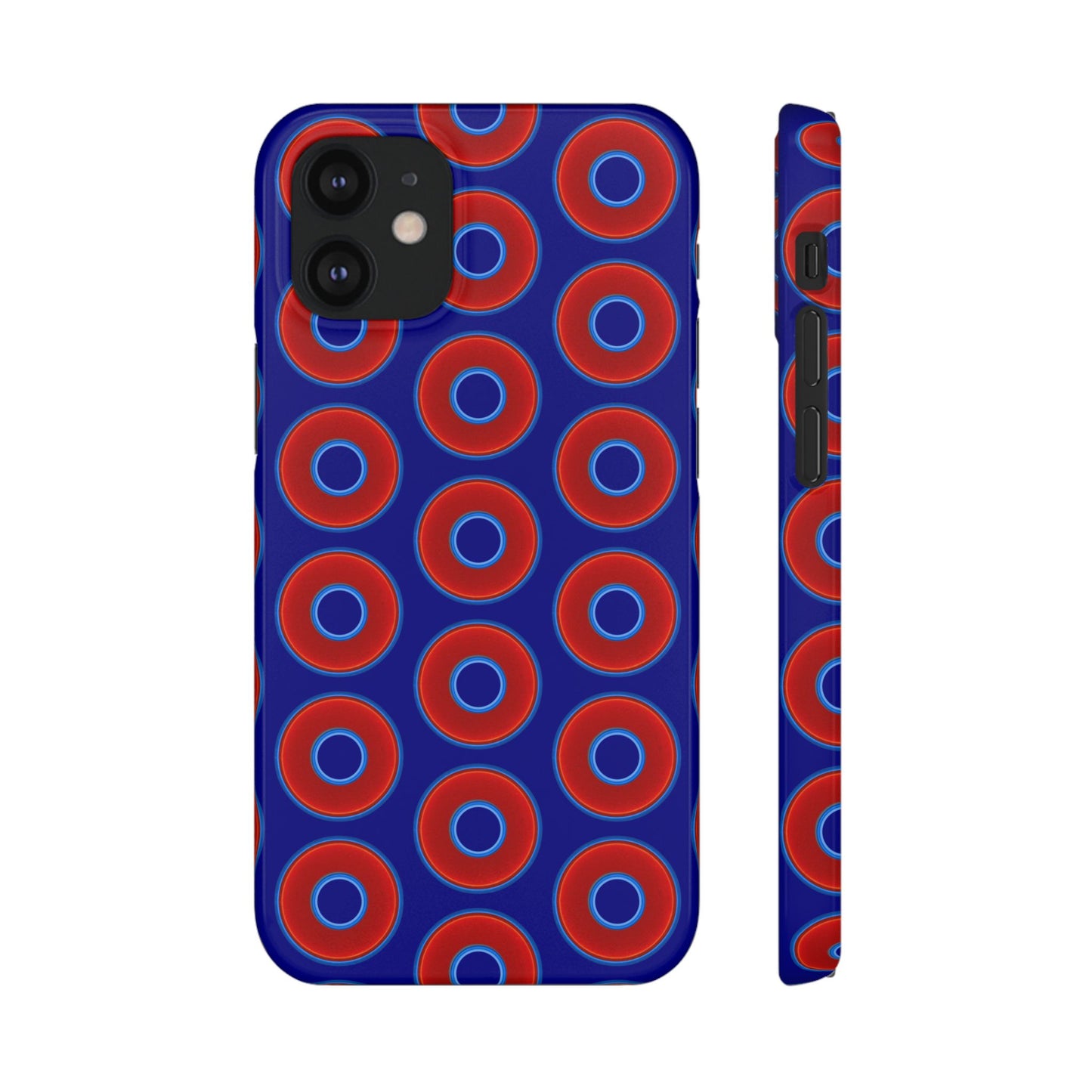 Lumpy Donut Snap Case - red vivid donut print w/vivid navy blue background