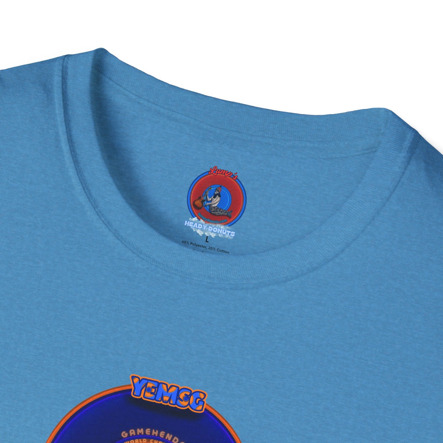Classic Donut Tee - Unisex Soft-Style - "Diedrich Knickerbocker's Donut" - vivid blue/orange donut - variant 1