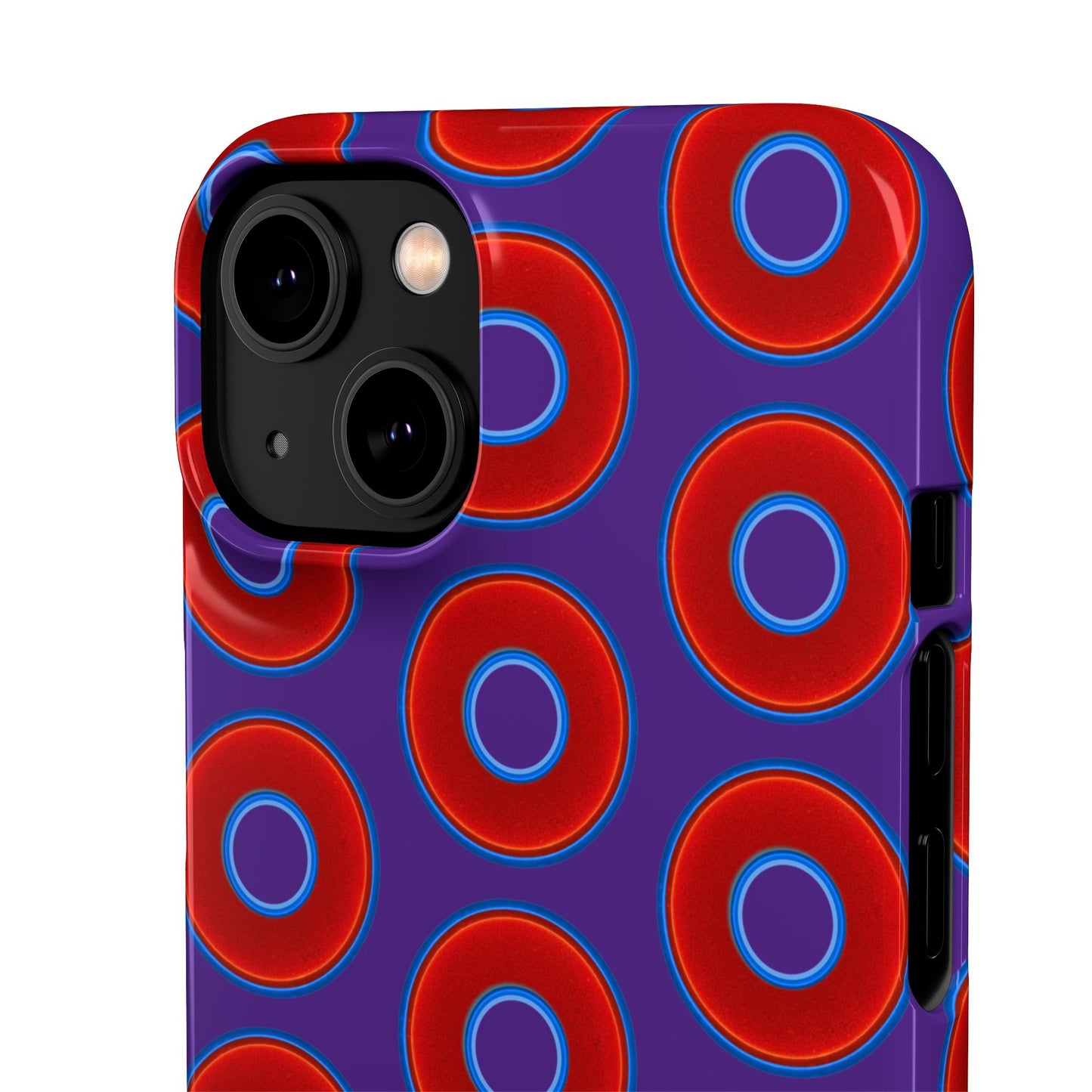 Lumpy Donut Snap Case - red vivid donut print w/dark purple background