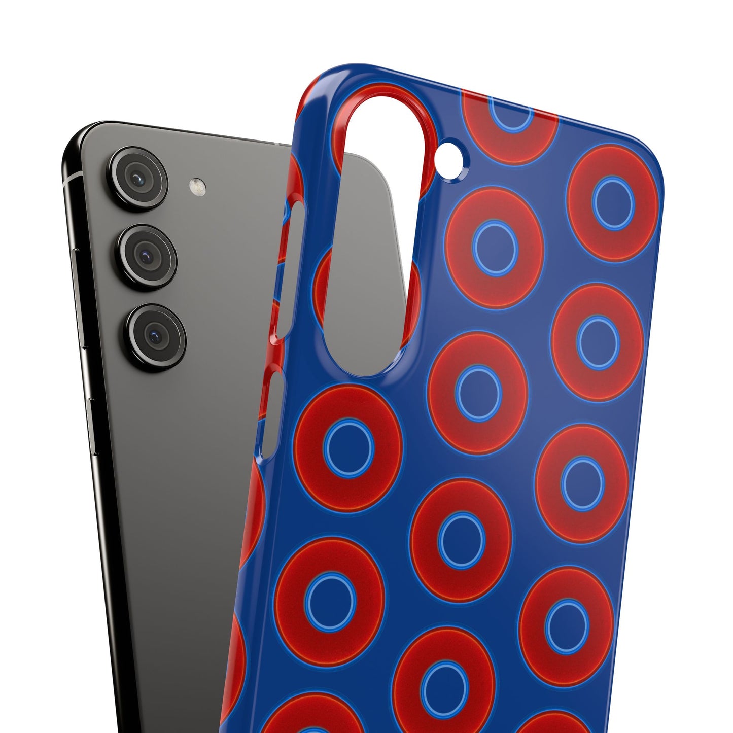 Lumpy Donut Snap Case - red vivid donut print w/dark blue background