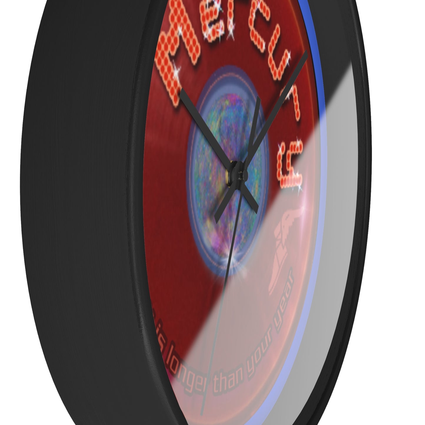 Lumpy Wall Clock - "Donuts of the Gods" - variant 5 - red vivid donut w/royal blue background