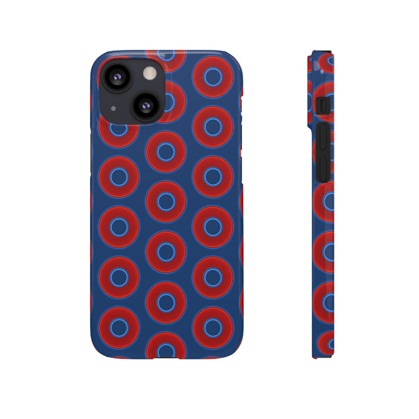 Lumpy Donut Snap Case - red vivid donut print w/Atlantic navy blue background