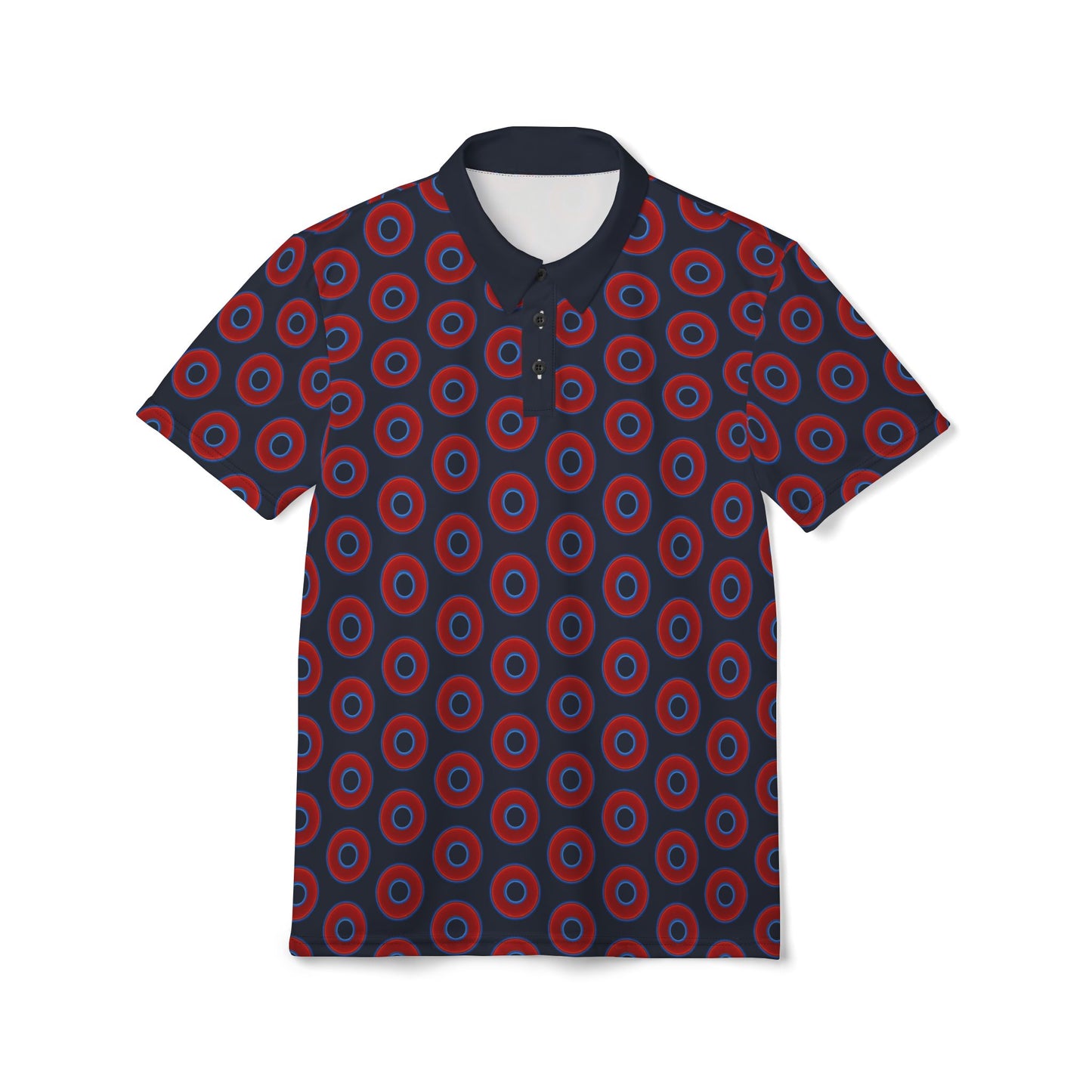 AOP Donut Polo - vivid donut print w/dark teal blue elite background [unisex]