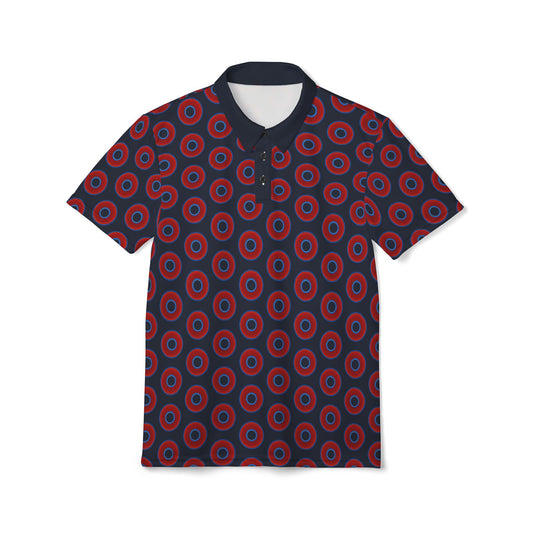 AOP Donut Polo - vivid donut print w/dark teal blue elite background [unisex]