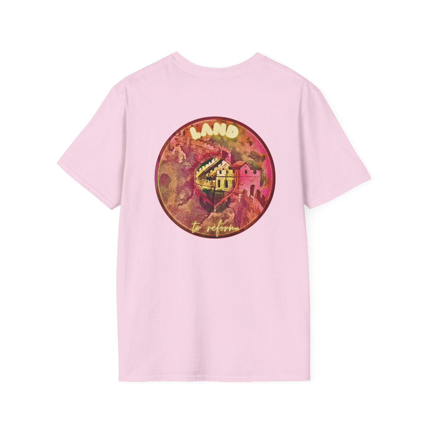 Classic Donut Tee - Unisex Soft-Style - "Donut made with Reforming Dough" - magenta/green donut