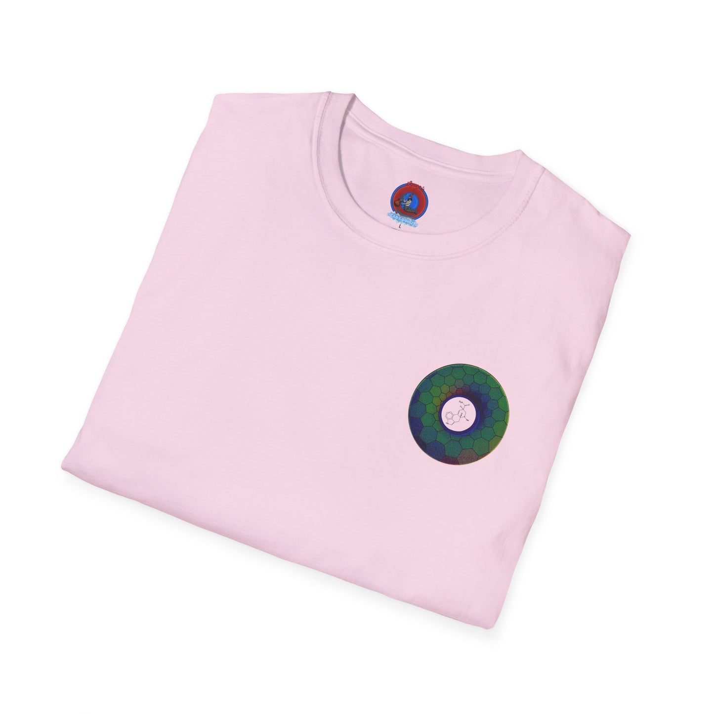Classic Donut Tee - Unisex Soft-Style - "Dr. Albert Hofmann's Favorite Donut" - series 1.0  - variant 1 - green hexadonut