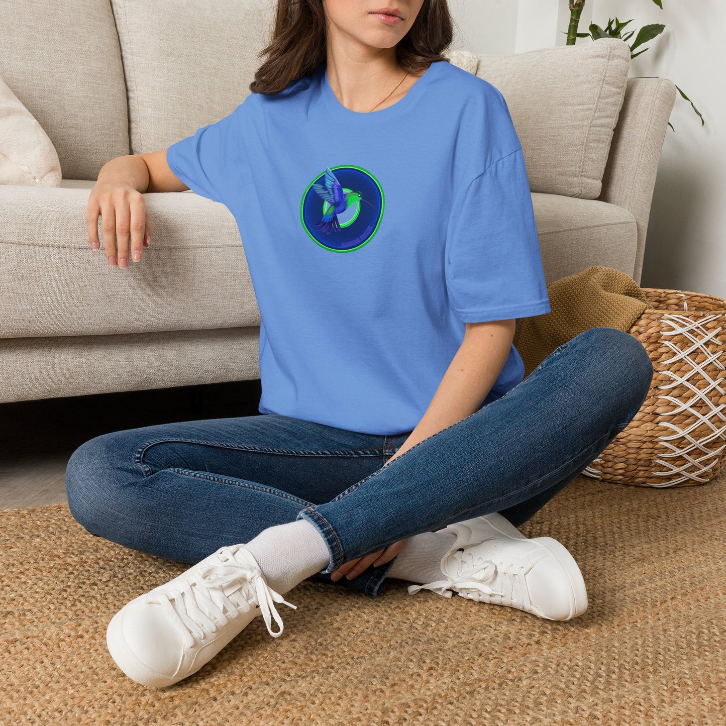 Classic Donut Tee - Unisex Soft-Style - "Invitation for Donuts & Tea" - vivid blue/green donut