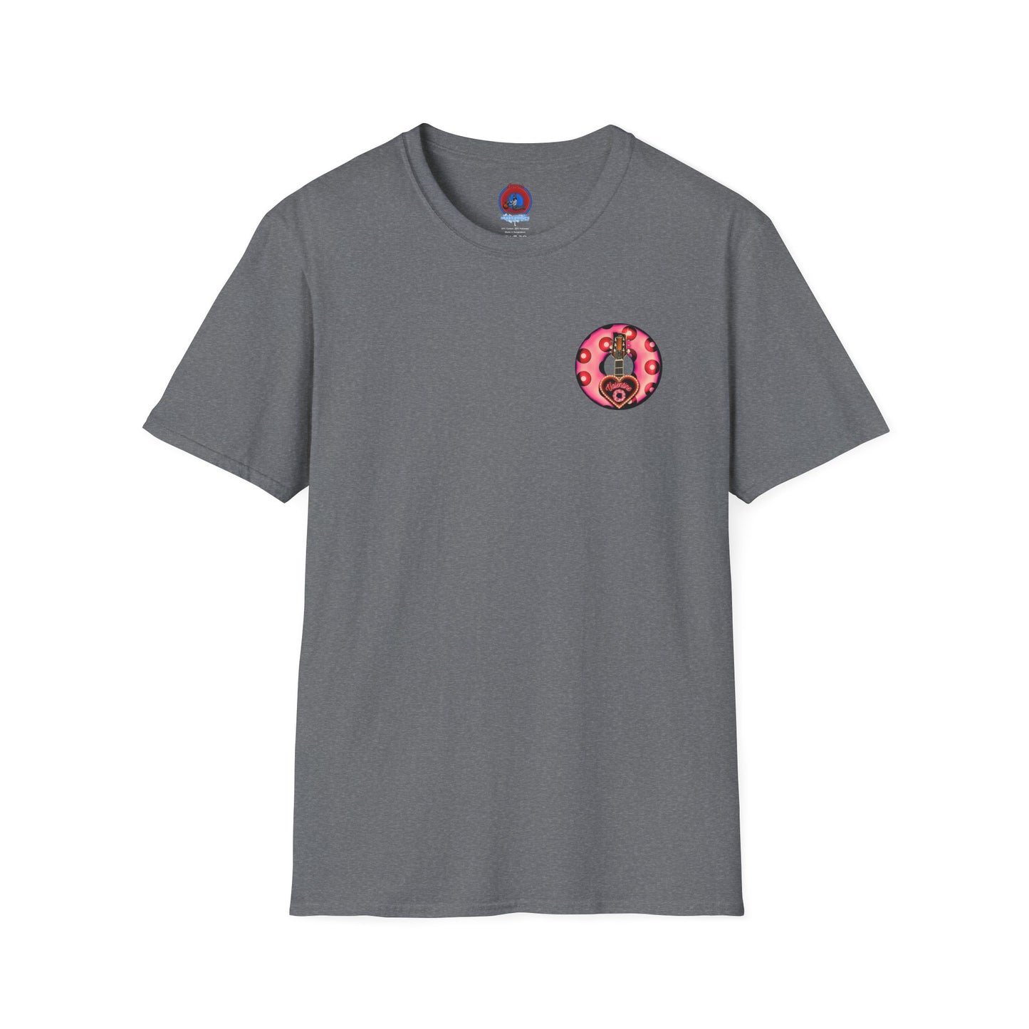 Classic Donut Tee - Unisex Soft-Style - "Would You Be My Donut?" - paradoxical faded magenta/red donut - variant 1
