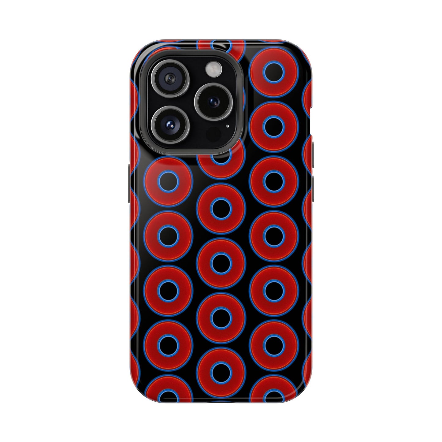 Magnetic Tough Donut Case - red vivid donut print w/black background
