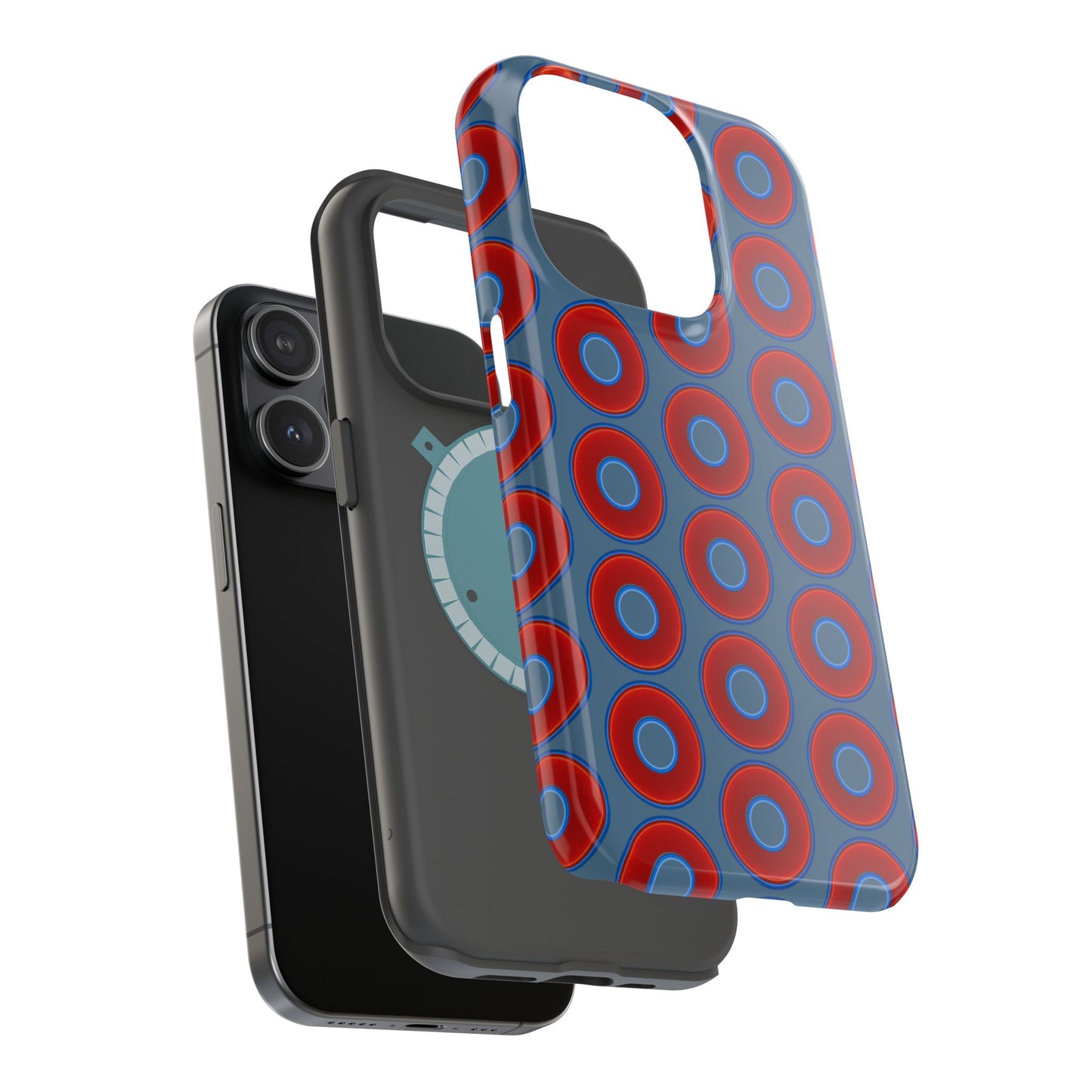 Magnetic Tough Donut Case - red vivid donut print w/steel blue background