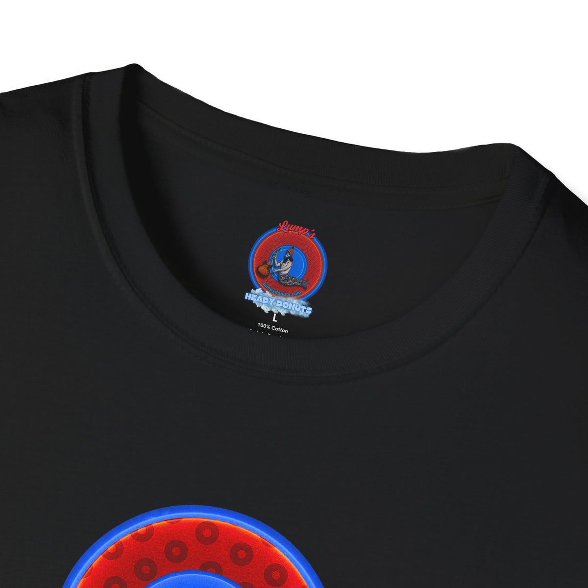 Classic Donut Tee - Unisex Soft-Style - "Read the F'ing Donut Book" - paradoxical widemouthed red/blue donut - variant 2