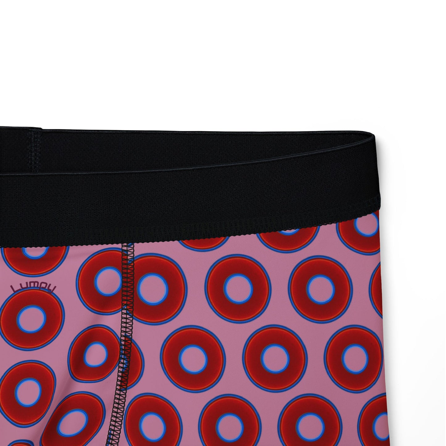 Men's Donut Boxers - red vivid donuts w/pale magenta background