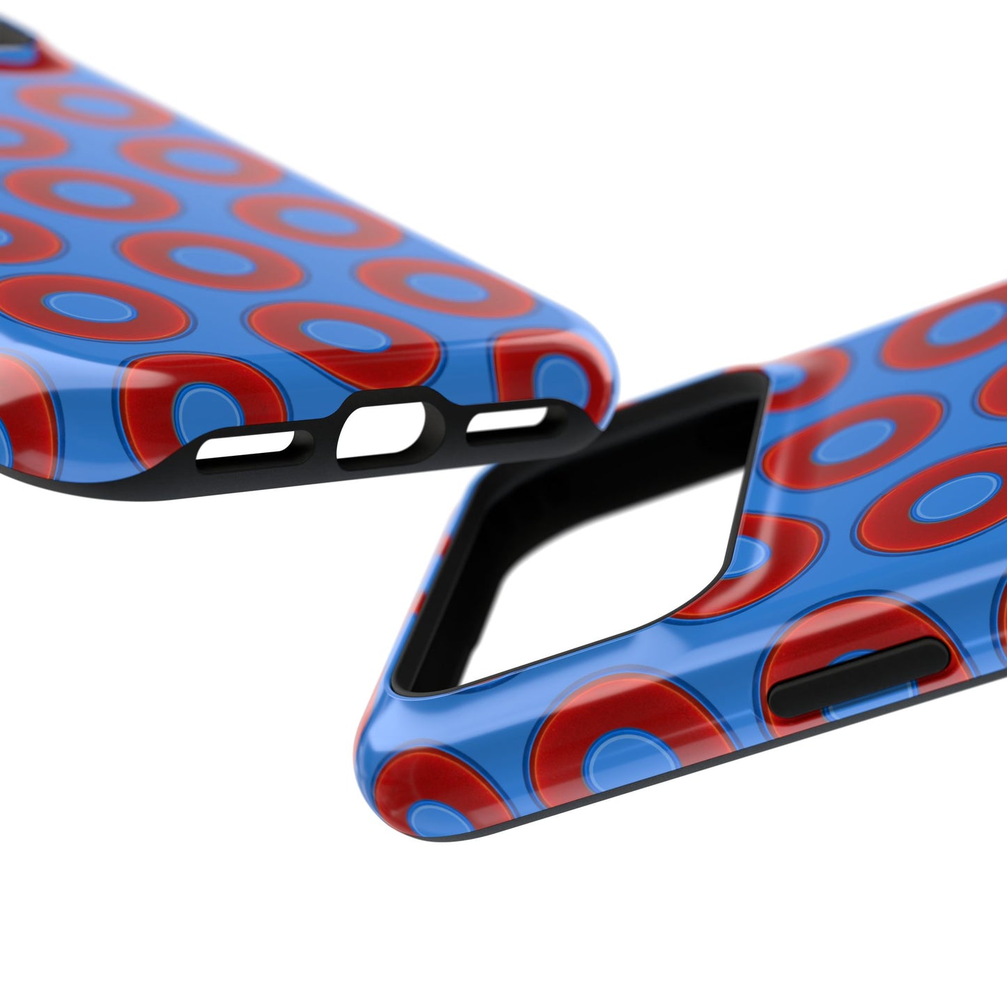 Impact-Resistant Lumpy Donut Case - red vivid donut print w/light royal blue background