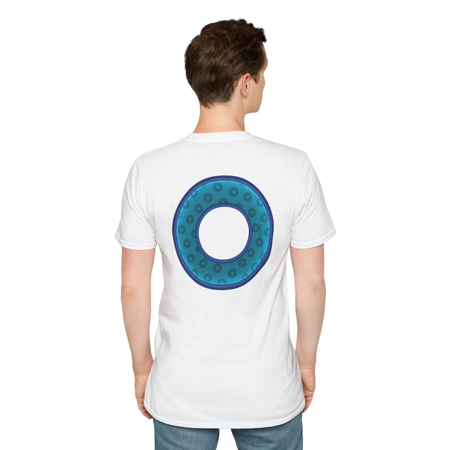 Plain Donuts/Unisex Soft-Style - "Plain Wide Mouthed Paradoxical Donuts" - aquamarine/dark blue donuts