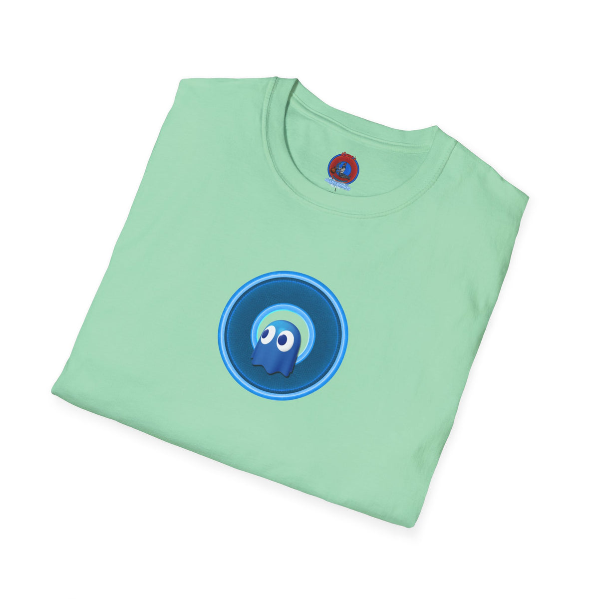 Classic Donut Tee - Unisex Soft-Style - "The Story of the Donut - a Ghostly Good Time" - variant 2 - blue/light blue rustic donut