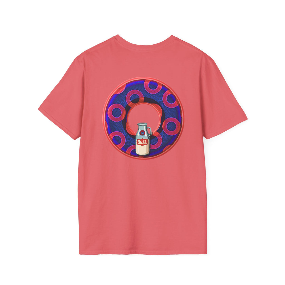 Classic Donut Tee - Unisex Soft-Style - "Wooked Cream - YEMSG Donut " - dark electric blue/red rustic paradox donut - variant 2