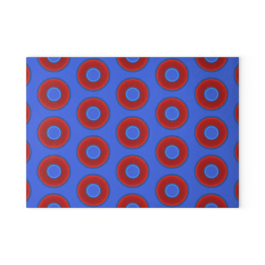 My Friend's Cutting Board - vivid red donuts w/royal blue background