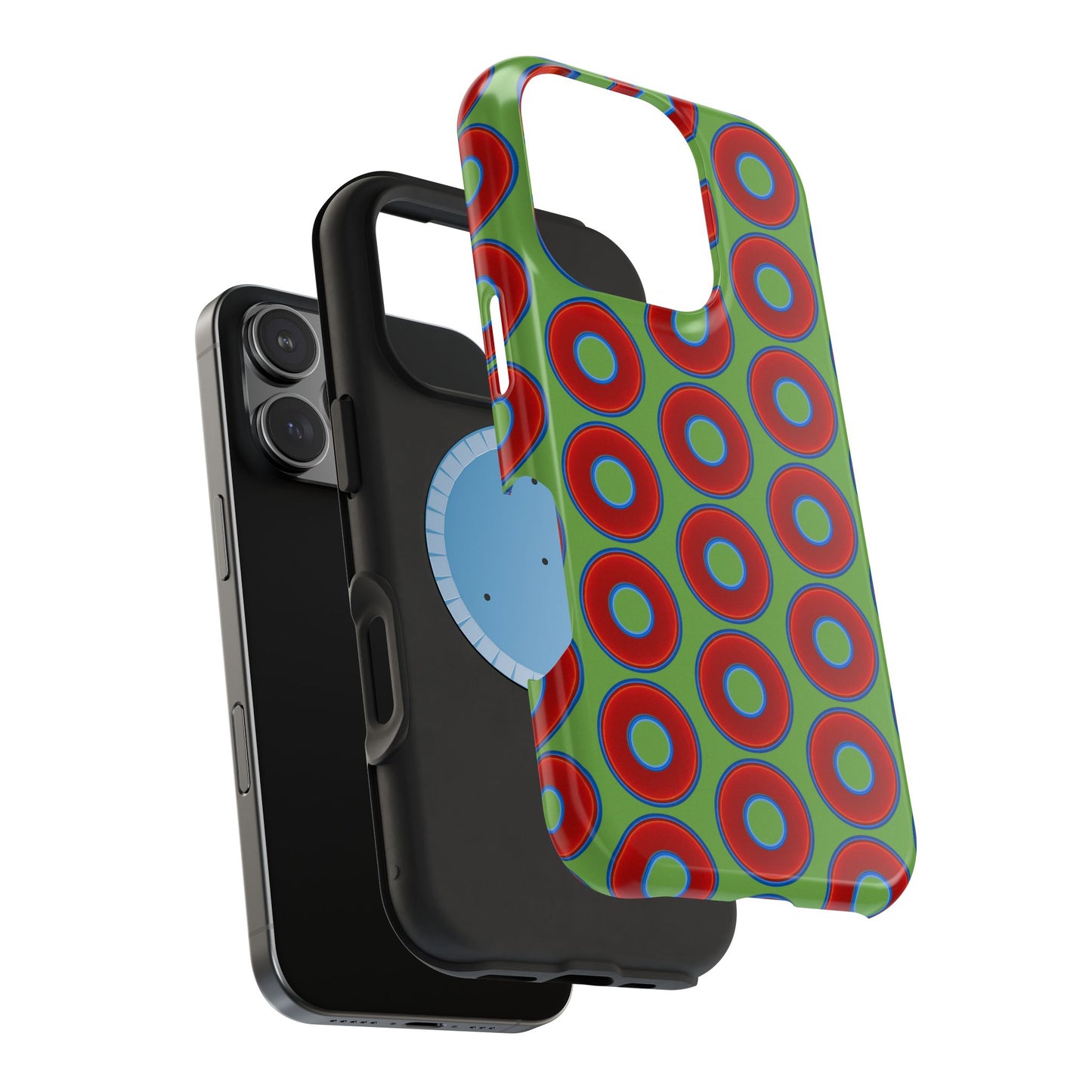 Magnetic Tough Donut Case - red vivid donut print w/light green background