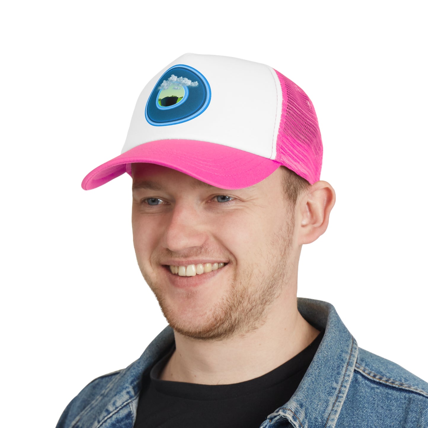 Lumpy Trucker Hat - "Got Rhombus?" - variant 1 - blue/blue donut
