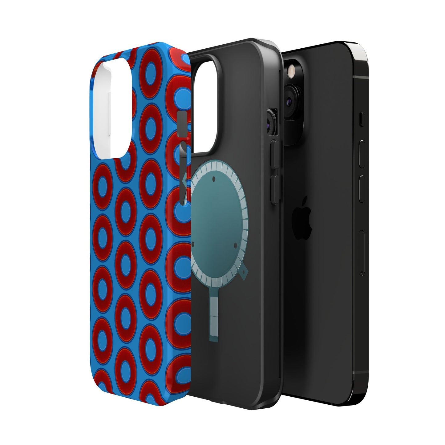 Magnetic Tough Donut Case - red vivid donut print w/sky royal blue background