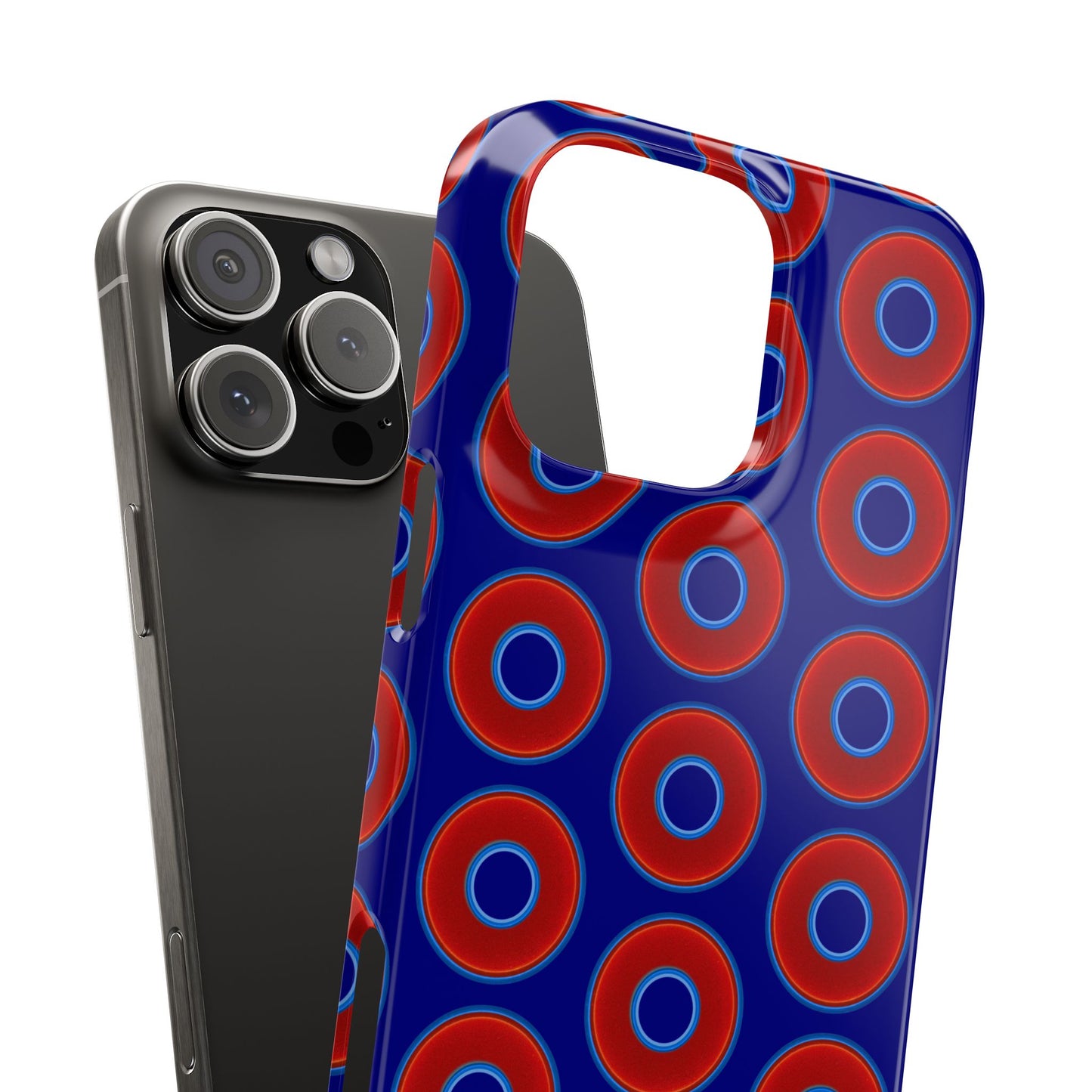 Lumpy Donut Snap Case - red vivid donut print w/vivid navy blue background