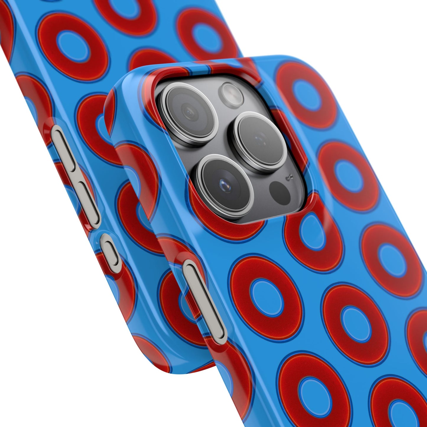 Lumpy Donut Snap Case - red vivid donut print w/sky royal blue background