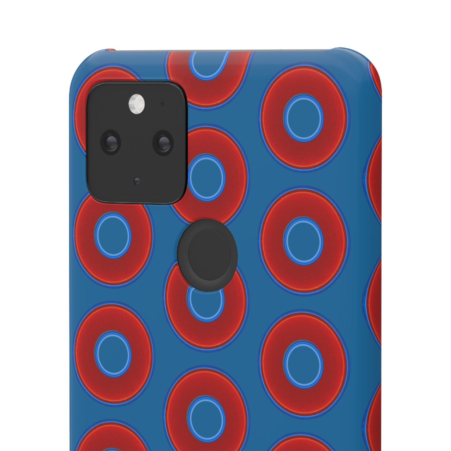 Lumpy Donut Snap Case - red vivid donut print w/wavy navy blue background