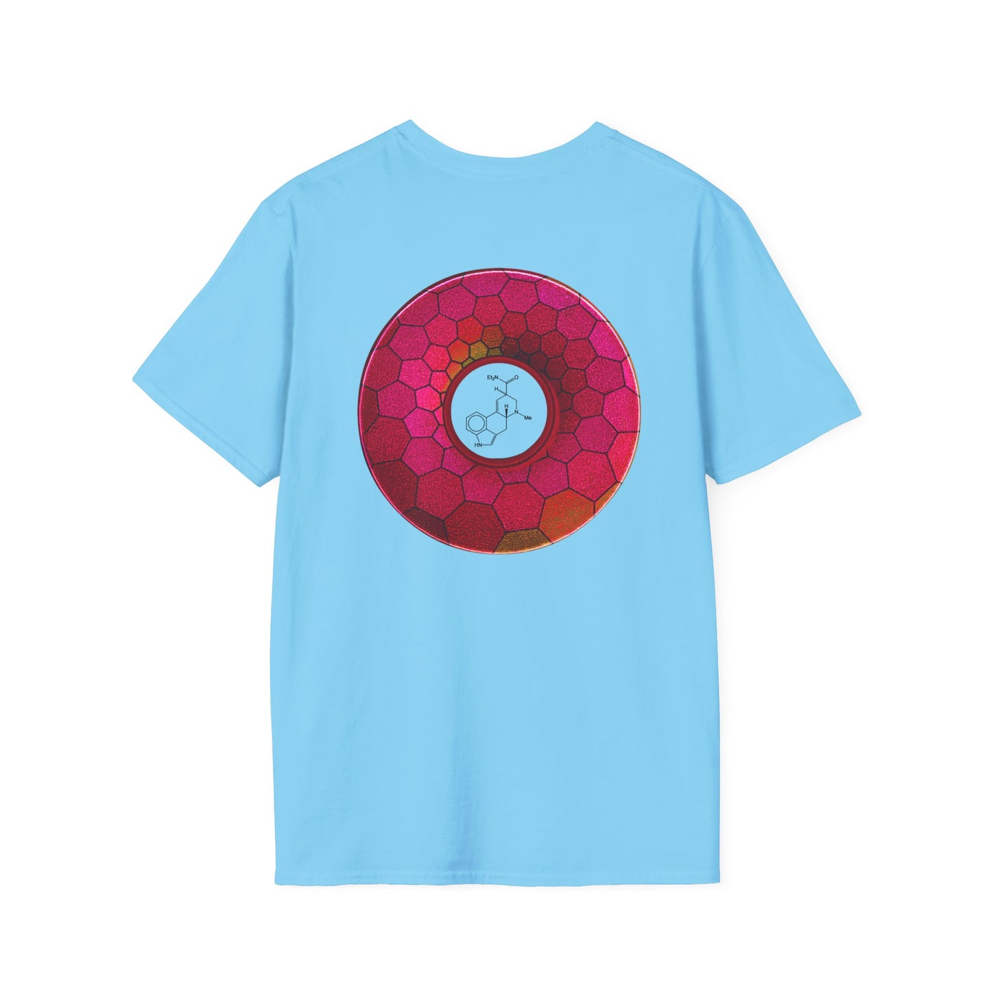 Classic Donut Tee - Unisex Soft-Style - "Dr. Albert Hofmann's Favorite Donut" - series 1.0  - variant 2 - magenta hexadonut