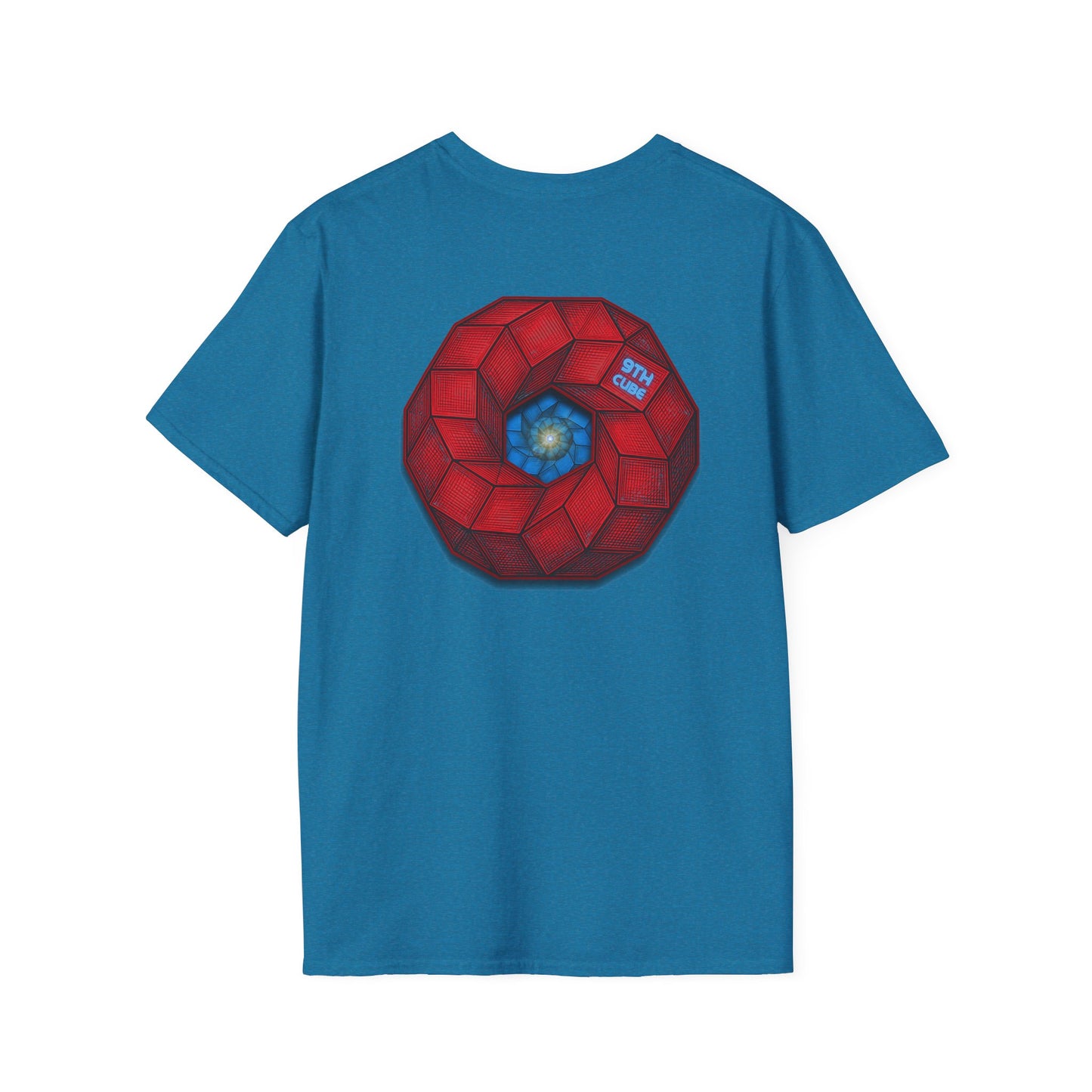 Classic Donut Tee - Unisex Soft-Style - "The 9th Donut" - rustic red/blue cubed donut - variant 2