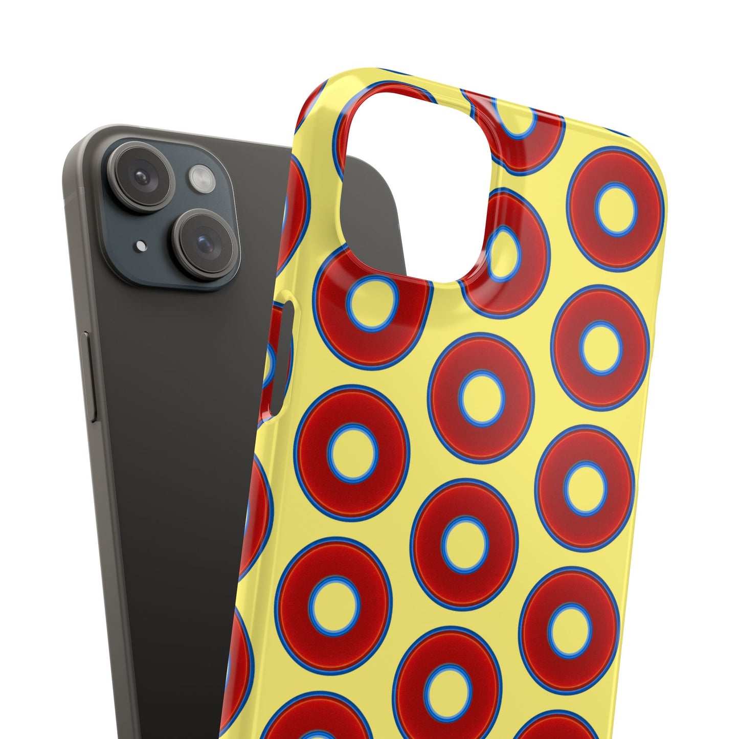 Lumpy Donut Snap Case - red vivid donut print w/yellow background