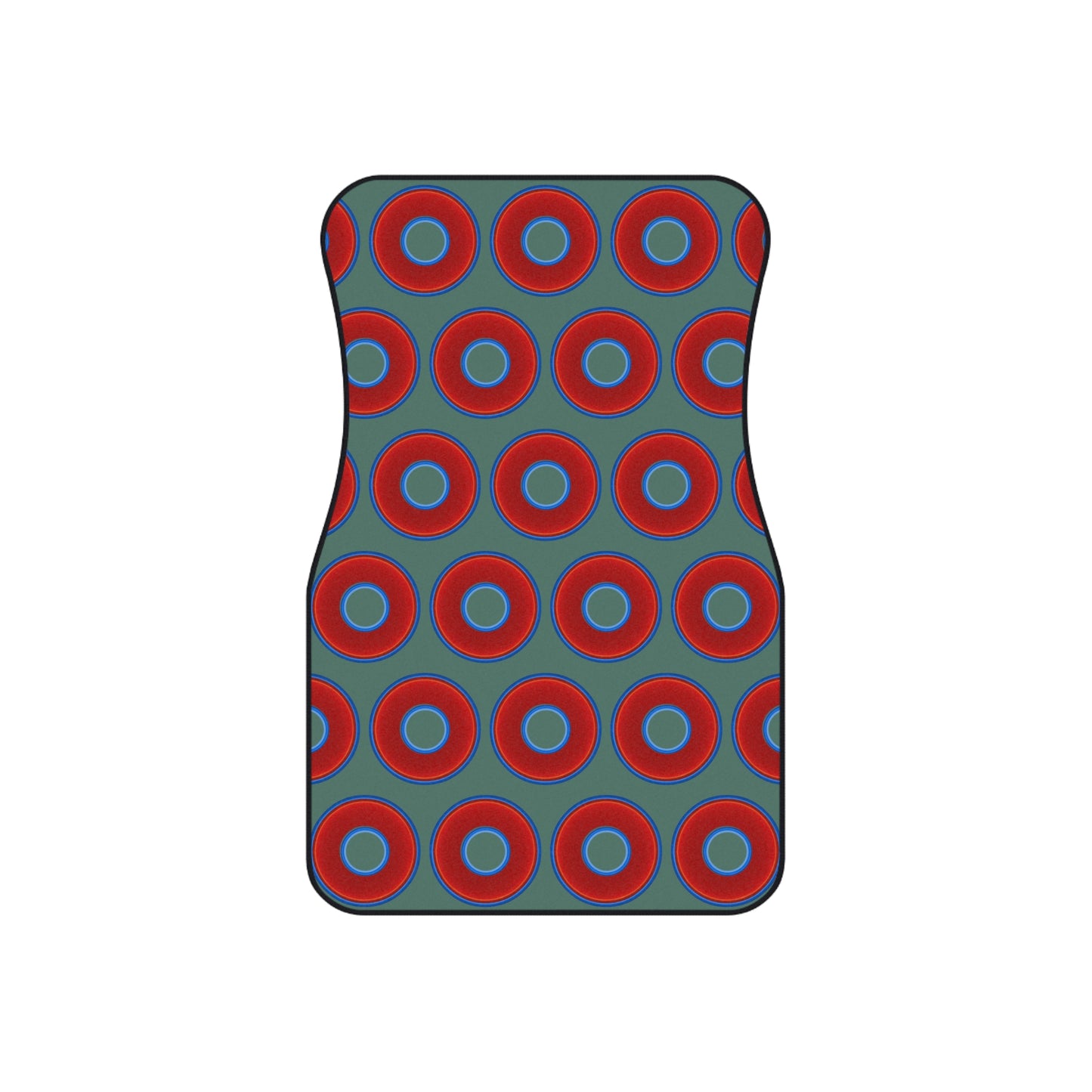 Contacted Car Mats - vivid donut print w/Fenway green background