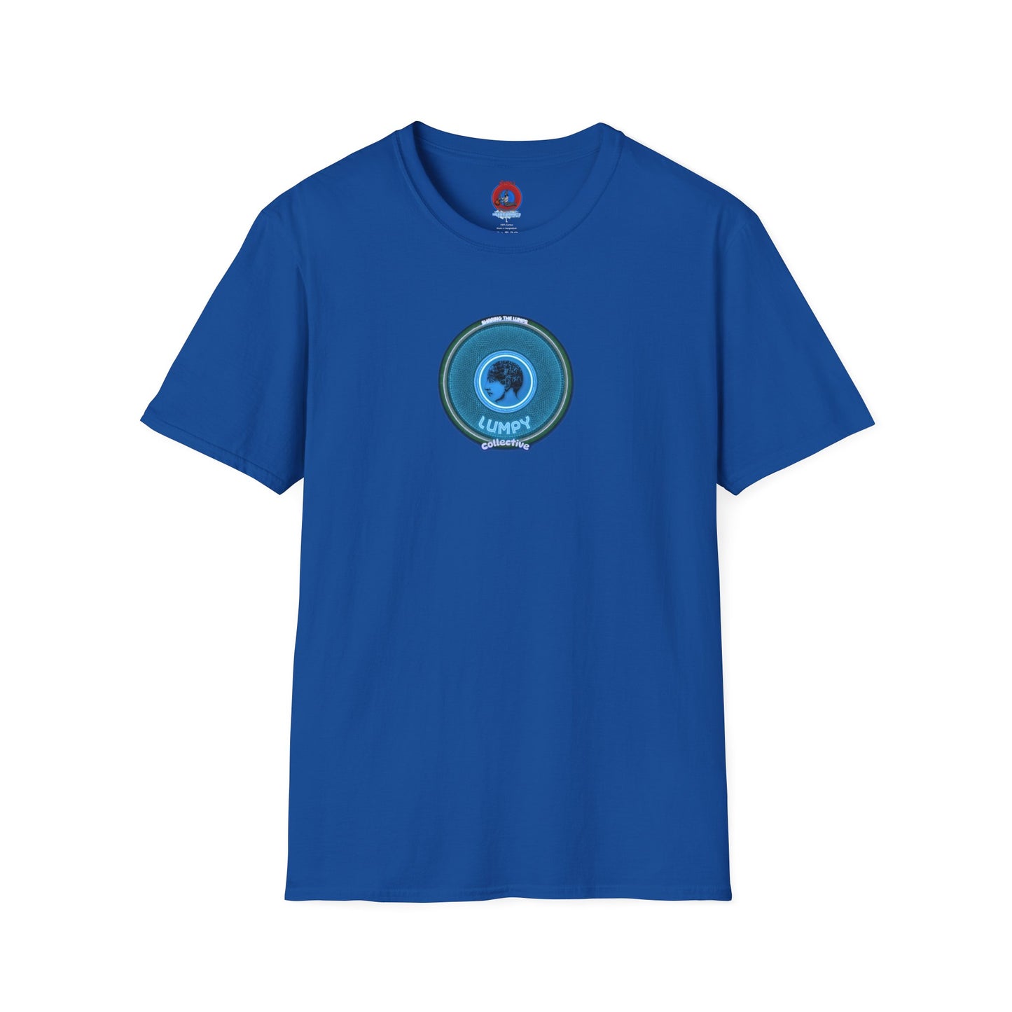 Classic Donut Tee - Unisex Soft-Style - "Lumpy Collective Donut" - aquamarine blue/green lumpy donut - variant 3
