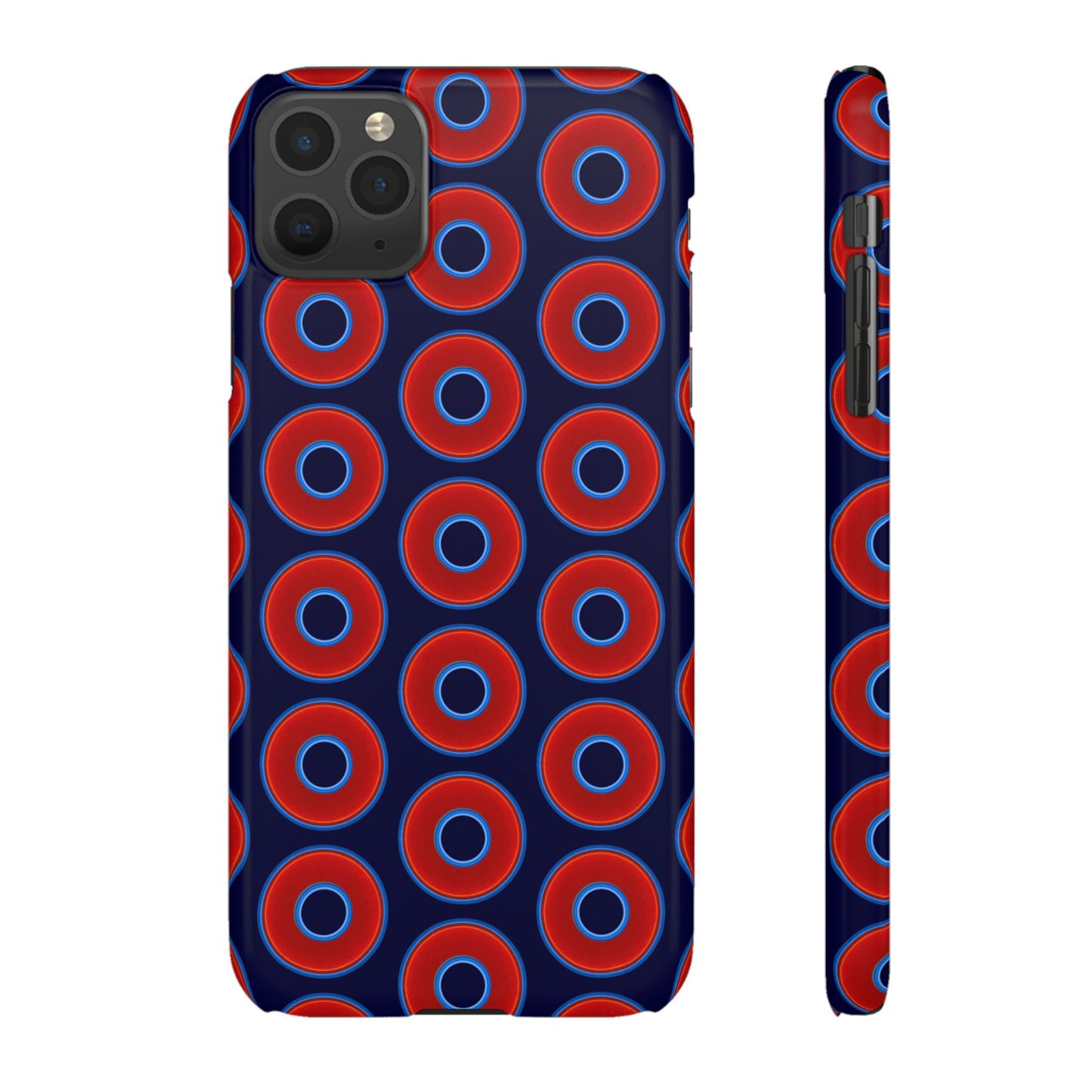 Lumpy Donut Snap Case - red vivid donut print w/midnight blue background