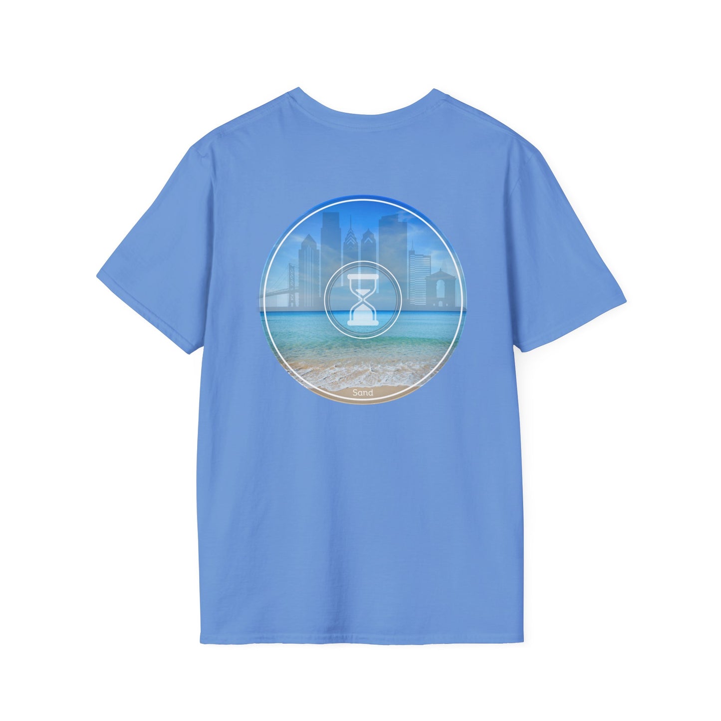 Classic Donut Tee - Unisex Soft-Style - "Philly Special: Still Loading Sand" - vivid blue  pic donut - variant 1