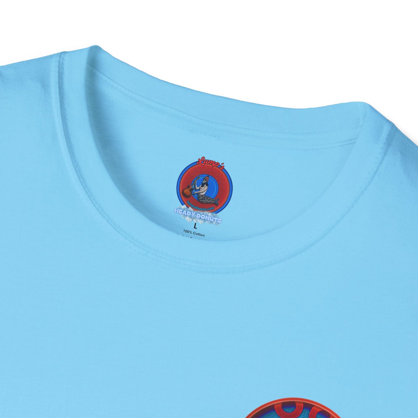 Classic Donut Tee - Unisex Soft-Style - "We All Scream It's ICE Cream" - blue/red rustic paradox donut