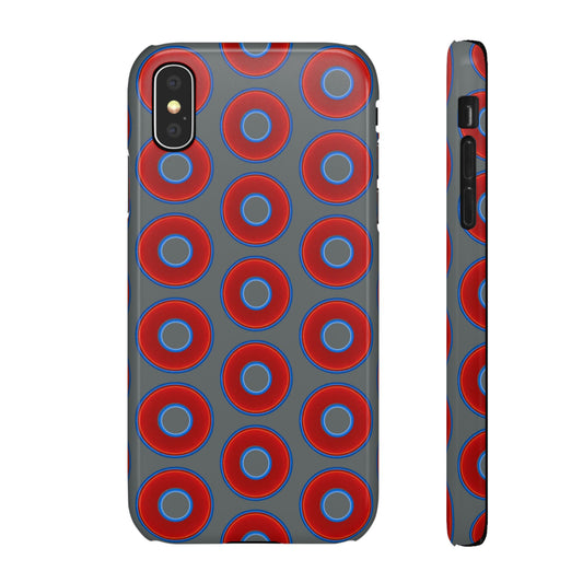 Lumpy Donut Snap Case - red vivid donut print w/dark gray background