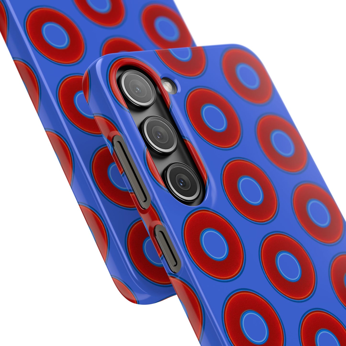 Lumpy Donut Snap Case - red vivid donut print w/royal blue background