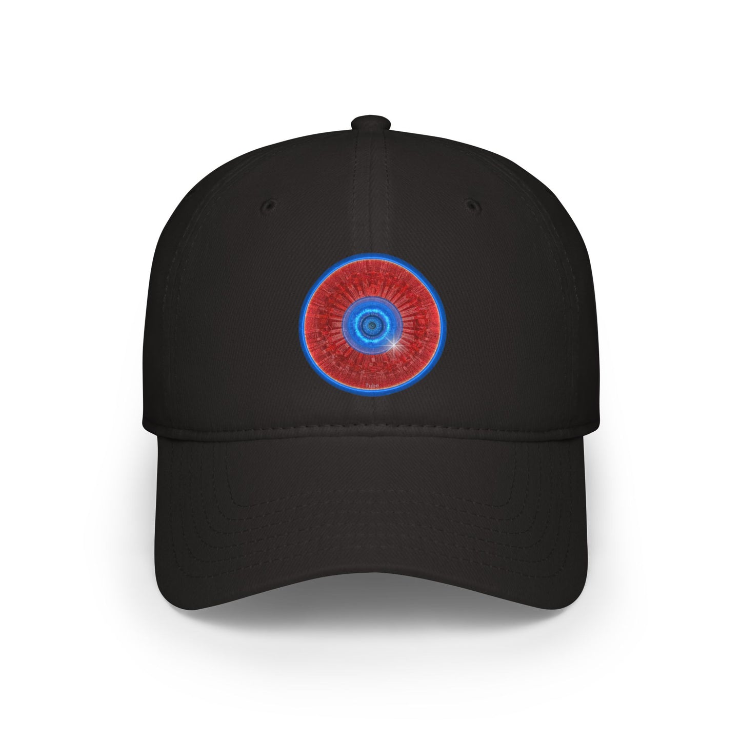 Lumpy Donut Baseball Cap - "Graphic Translation Donut Cap" - vivid red tube donut w/ - variant 2