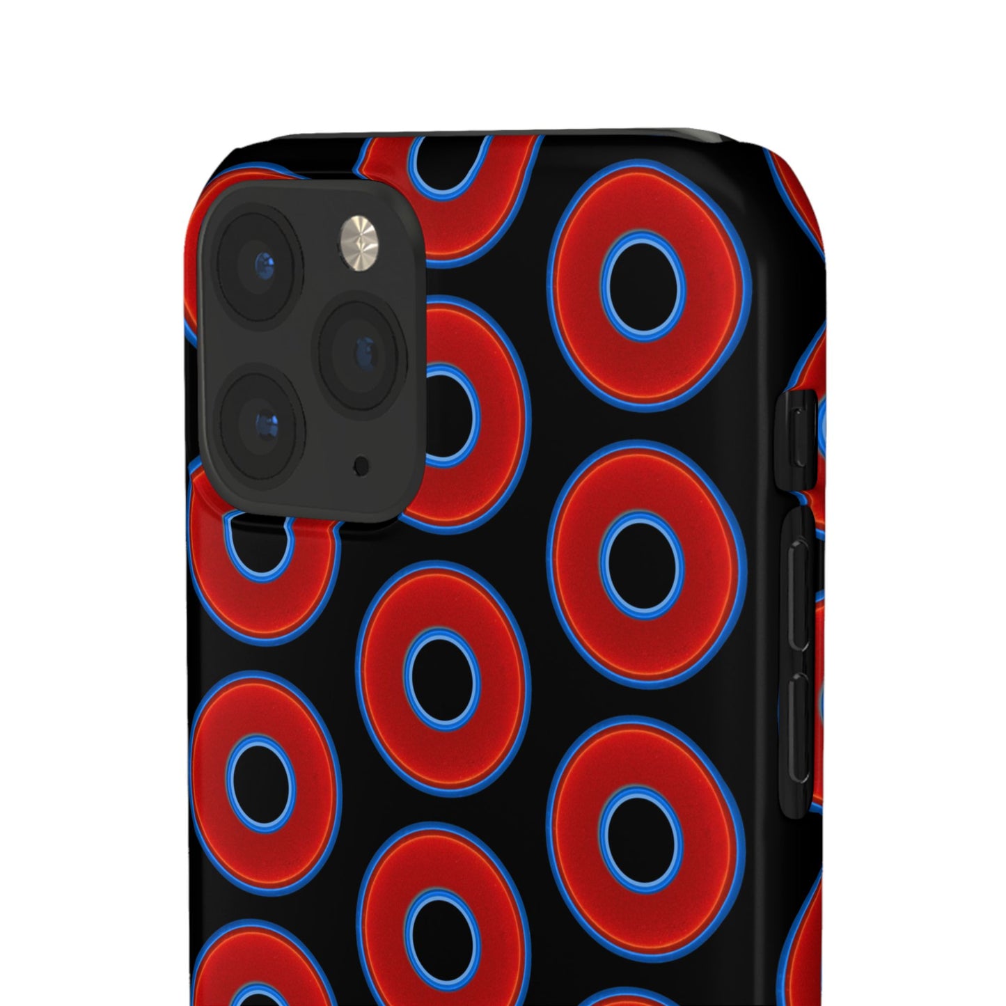 Lumpy Donut Snap Case - red vivid donut print w/black background