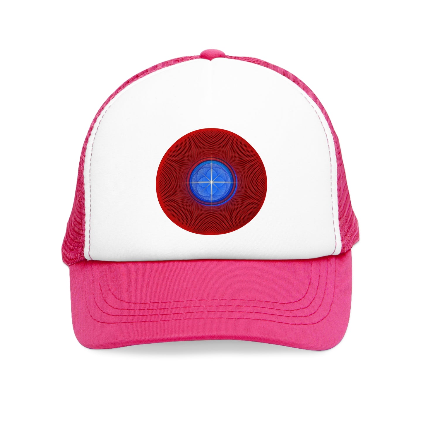 Lumpy Trucker Hat - "Visualize the Flow" - red geometric donut