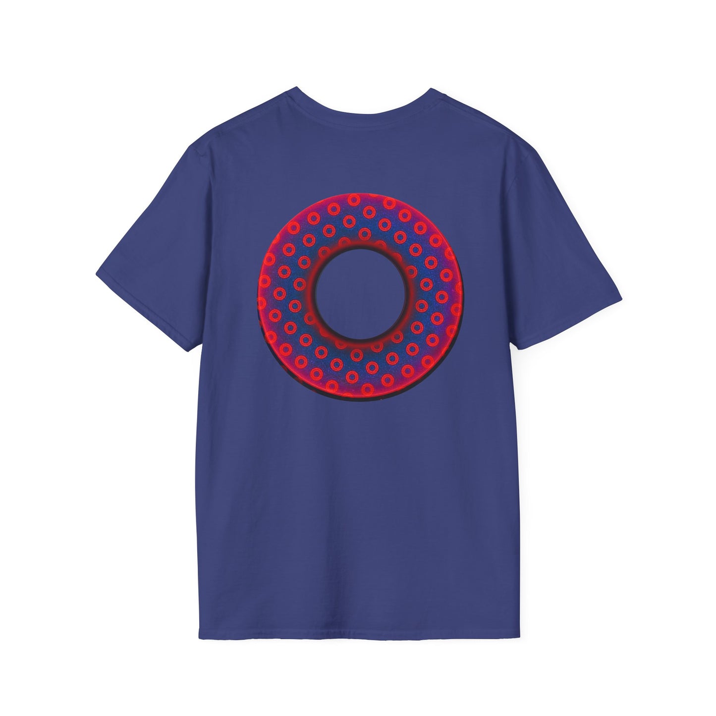 Classic Donut Tee - Unisex Soft-Style - "Vivid Donut inside a Paradox Donut" - blue/red electric paradox donut - variant 2 w/hole