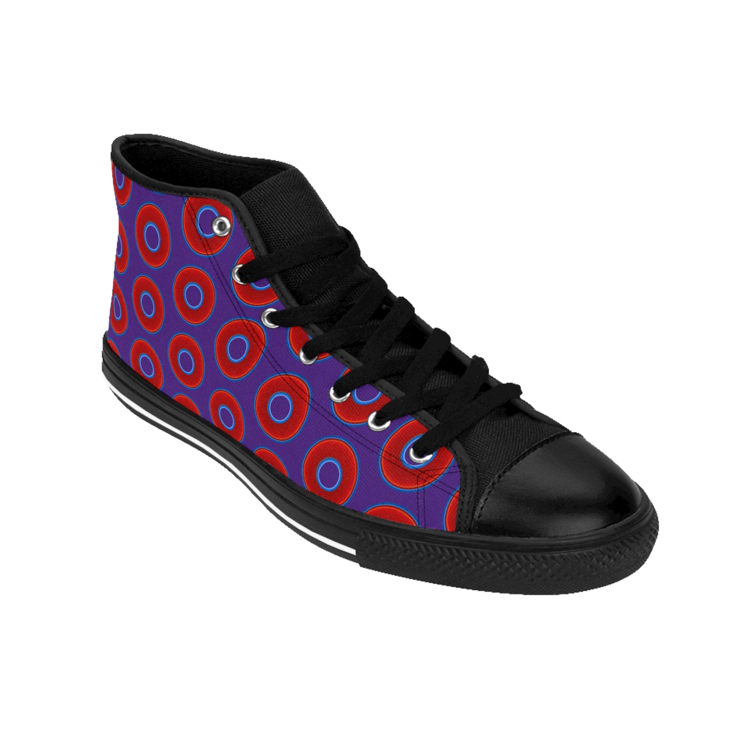 Men's Cushiony Convectors - High Tops - red vivid donuts w/purple background