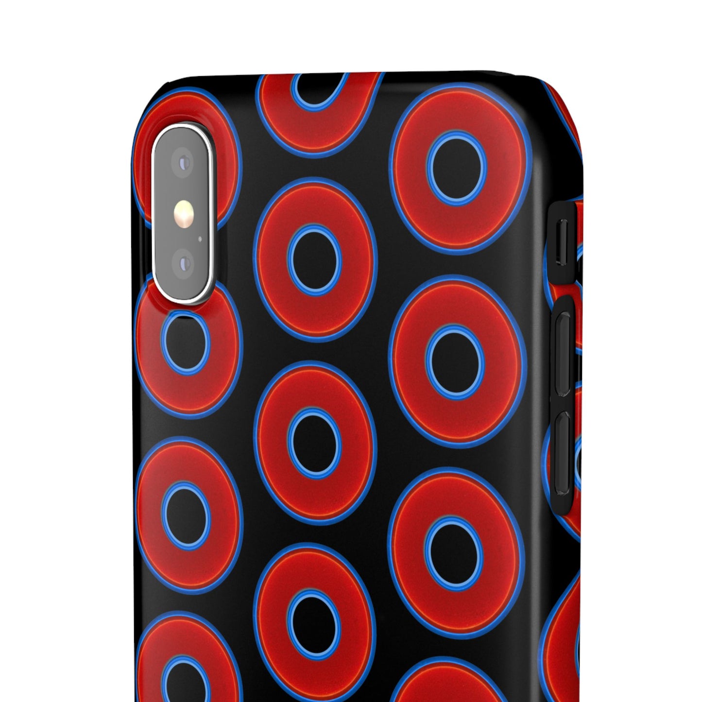 Lumpy Donut Snap Case - red vivid donut print w/black background
