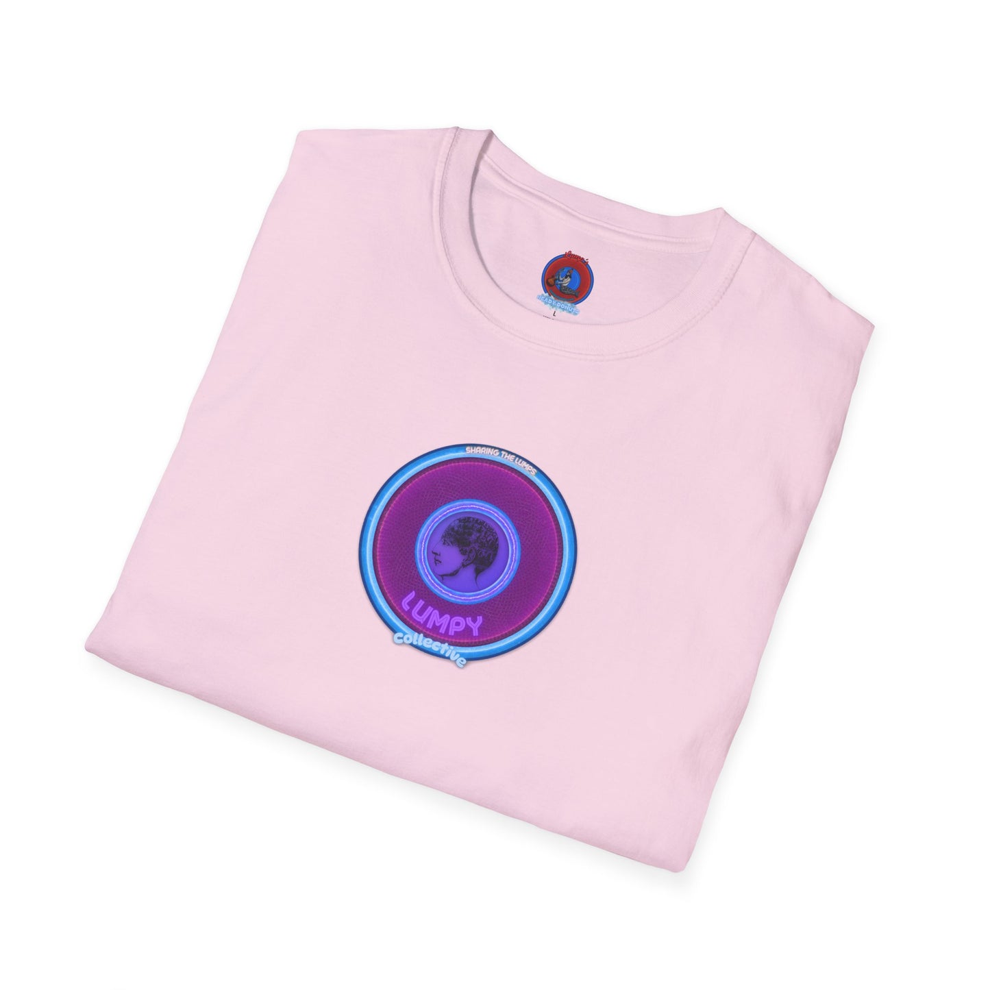 Classic Donut Tee - Unisex Soft-Style - "Lumpy Collective Donut" - rustic purple/light blue lumpy donut - variant 2