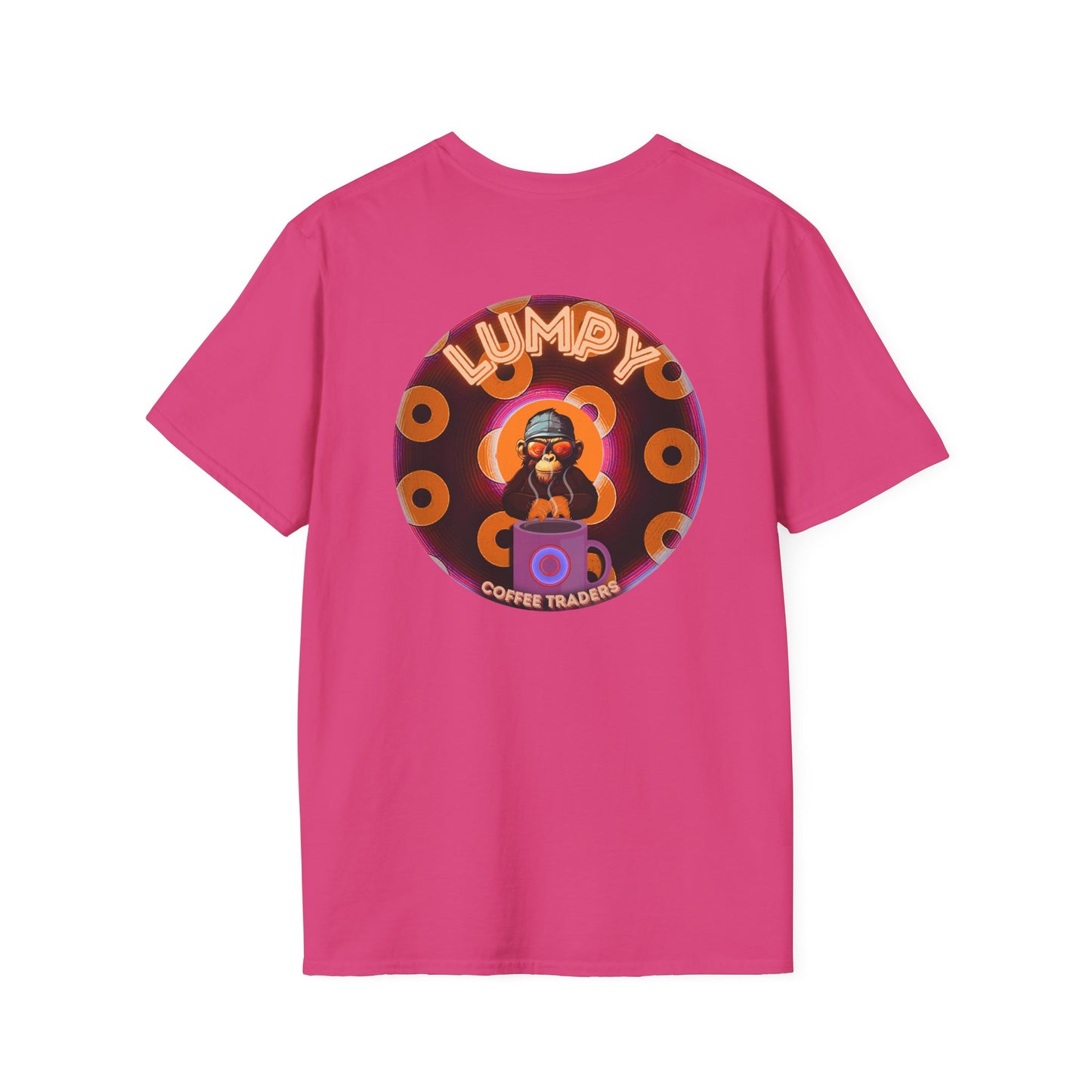 Coffee Traders Tee - Unisex Soft-Style - "Columbia House CDs " - paradoxical donut - variant 1 - coffee front/logo back